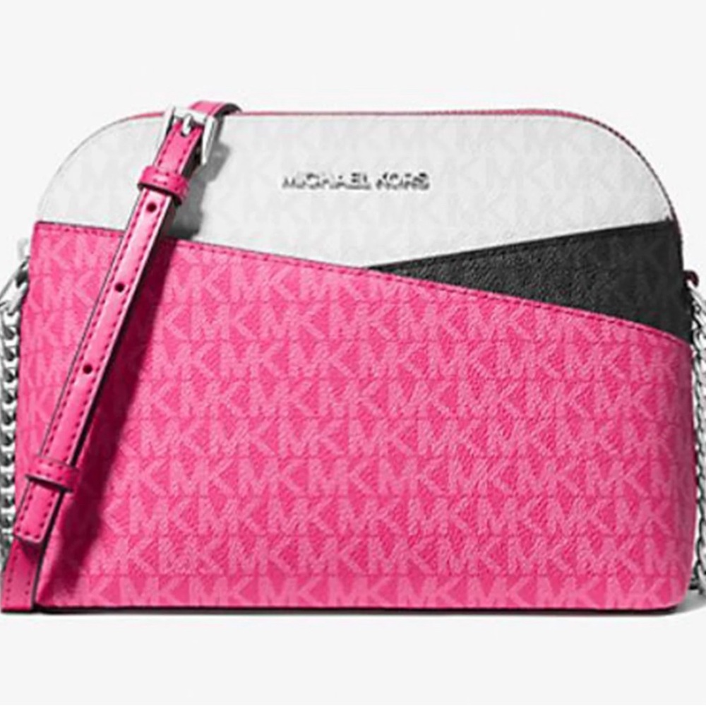 Jet Set Travel Medium Signature Logo Color Block Dome Crossbody Bag